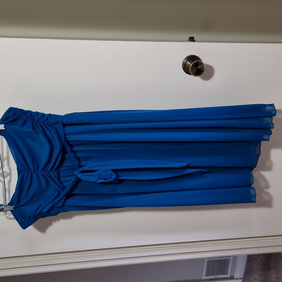 Blue midi dress with spaghetti straps - Picture 3 of 7